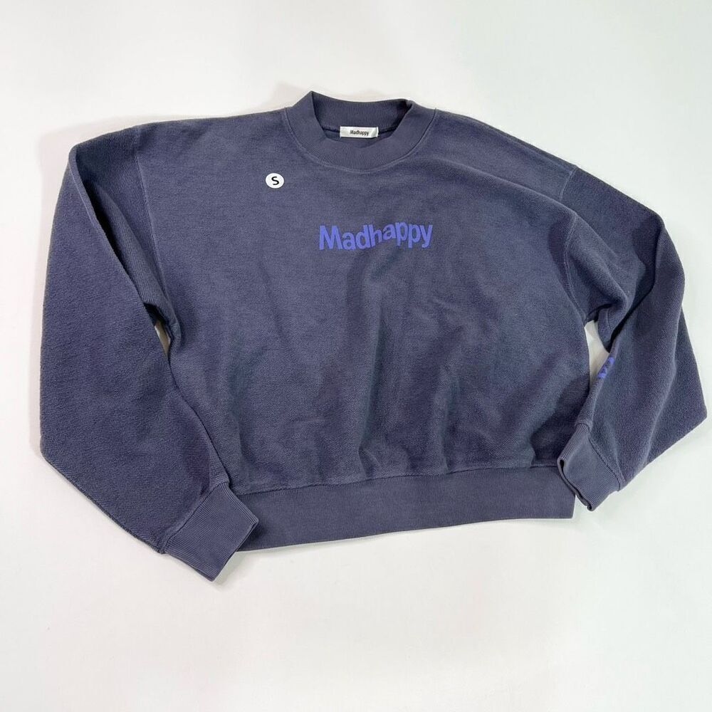 Madhappy Pullover Sweater Womens Small Blue Cotton Crew Neck